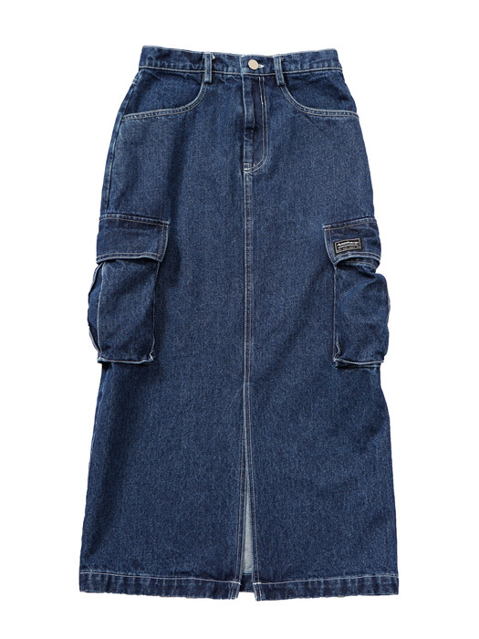 Pocket Denim Skirt [Blue]