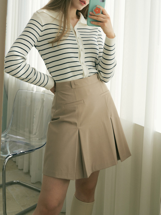 monts 1241 pocket wrinkle mini skirt (beige)