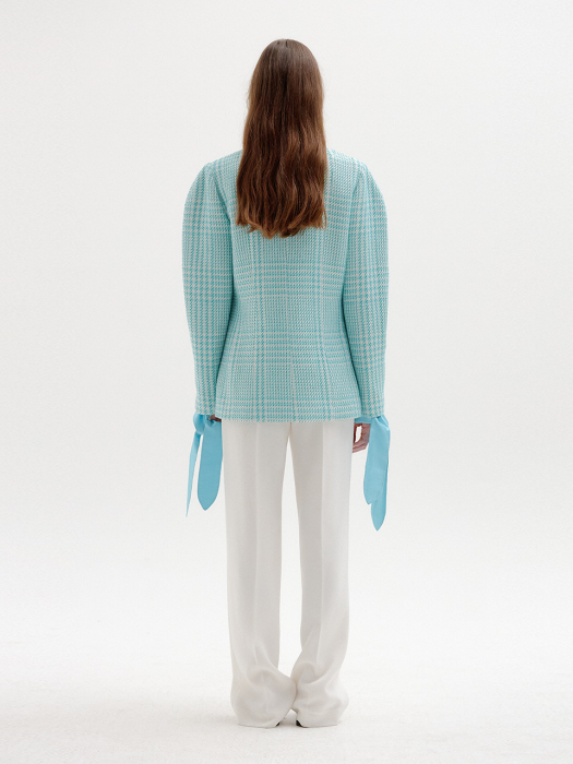 SYLVIA Round-Neck Jacket - Mint Check