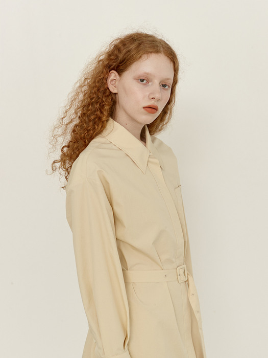 [N]AEWOL Oversized shirt dress (Butter)