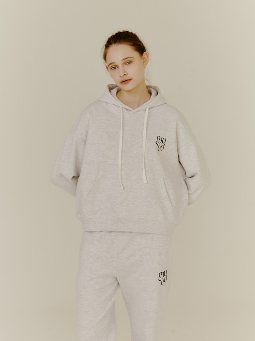 Mused Logo Hood Sweatshirt - Melange Grey