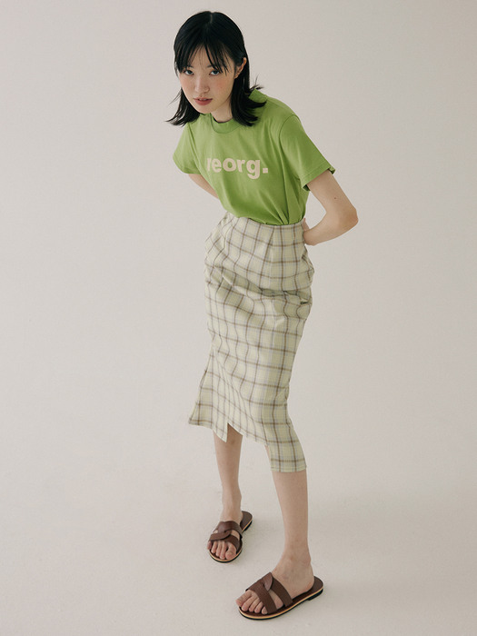 KST MERMAID CHECK SKIRT YELLOW