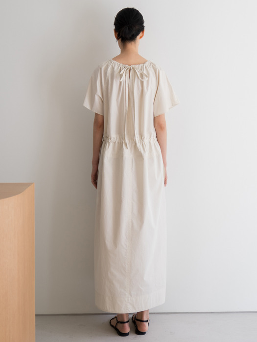 Shirring Long Dress_Ivory