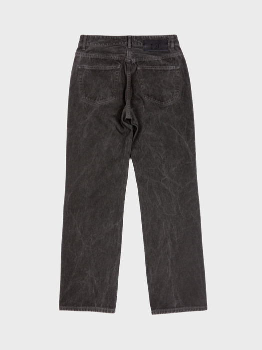 WIDE JEANS COATING DYED BLACK