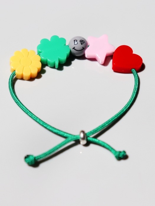Color acrylic motives smileball knot Bracelet 컬러 아크릴 모티브 스마일 볼 매듭 실 팔찌