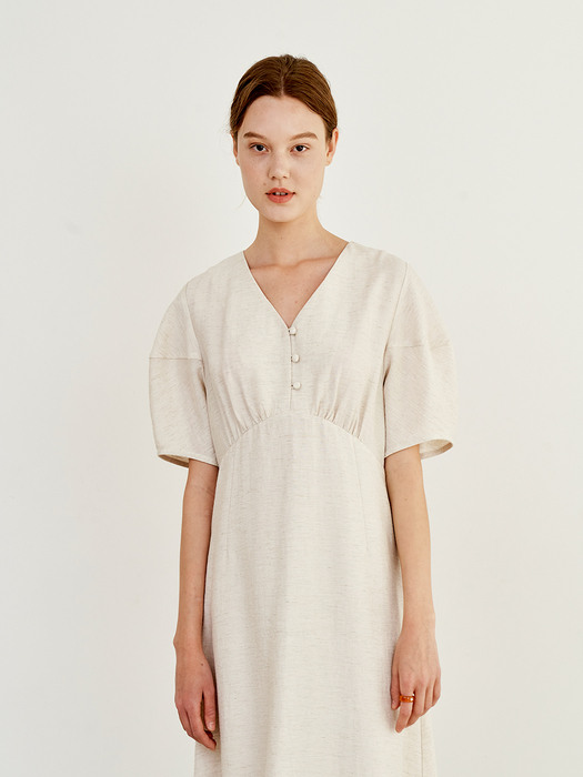 VOLUME A-LINE DRESS OATMEAL