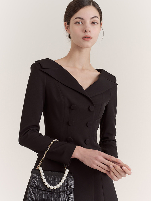 Off-Shoulder Jacket One-piece (Black)