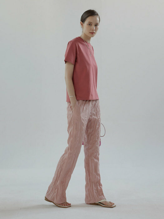 Wrinkle banding trouser (Pale pink)