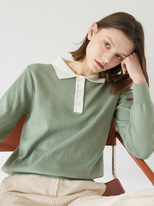 [리퍼브]LM COLLAR KNIT(GREEN)