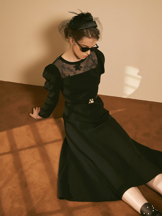 OSIRIS / See-through Belted Dress(black)