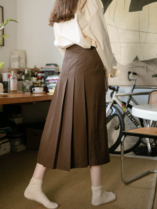 MARION woolen long skirt_brown