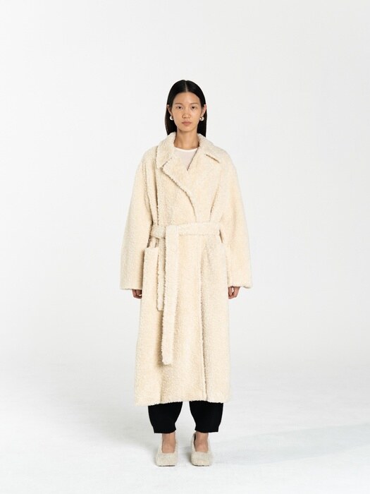 CURLY WRAPOVER LONG COAT
