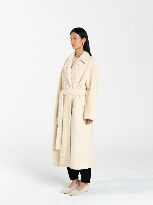CURLY WRAPOVER LONG COAT
