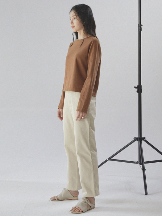 line pointed twill pants _ cream beige