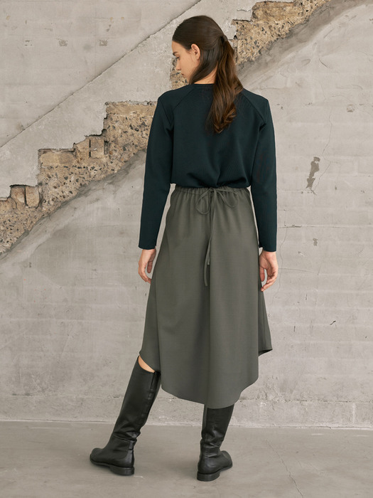 Wool back string skirt (dark green)