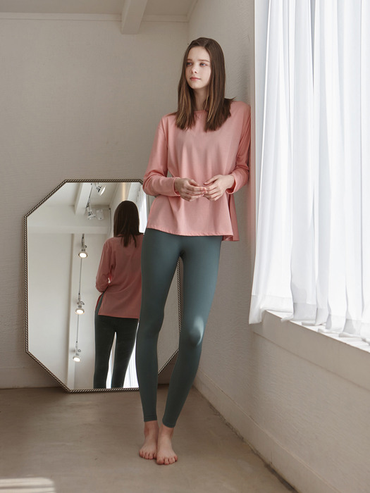 여성 요가복 DEVI-T0053-핑크 필라테스 데일리웨어 긴팔티 티셔츠