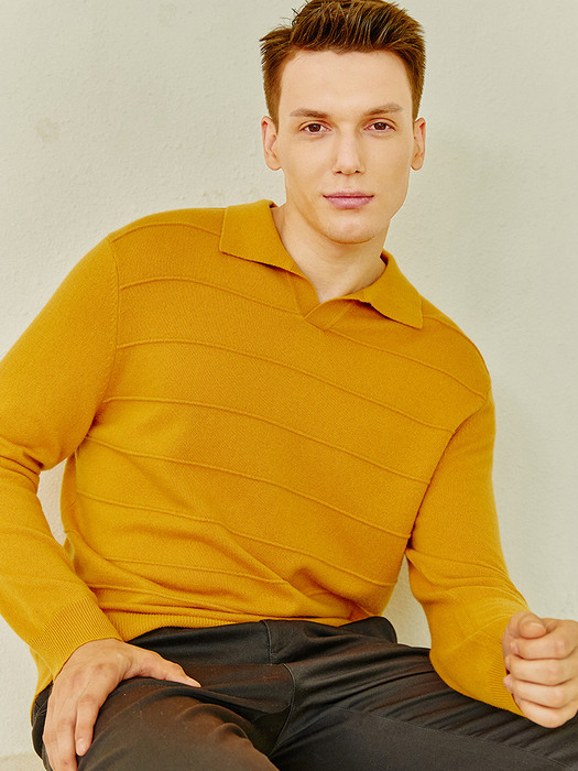 스트라이프 셔츠 캐시미어 니트 풀오버 Stripe Shirt Pullover(Mango)