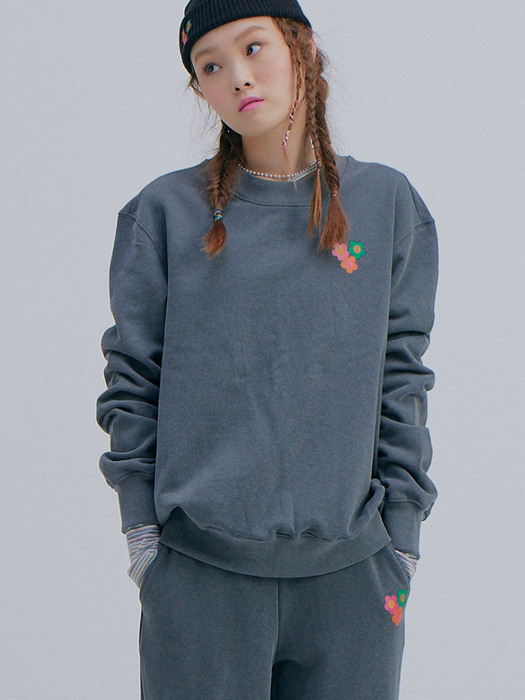 Flower Sweatshirts_Charcoal