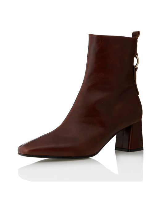 Ring Point Block Hill Ankle Boots - MD1088b Brown