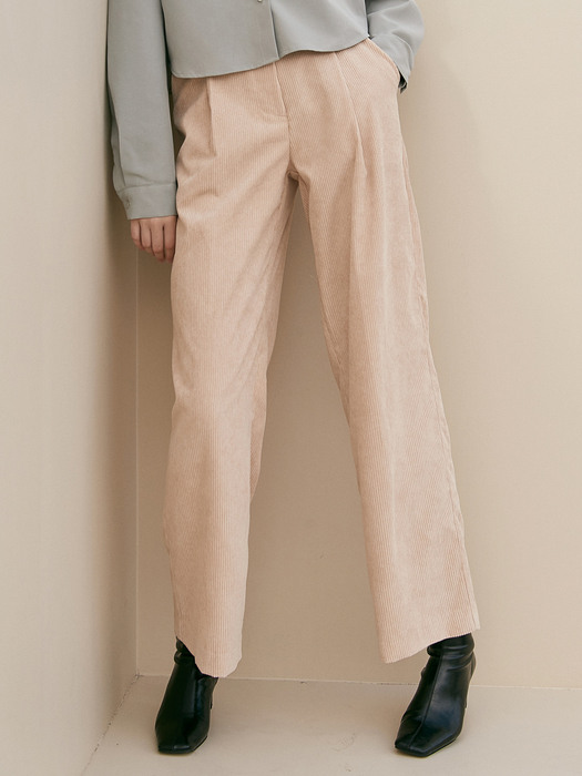 j857 corduroy tuck pants (beige)