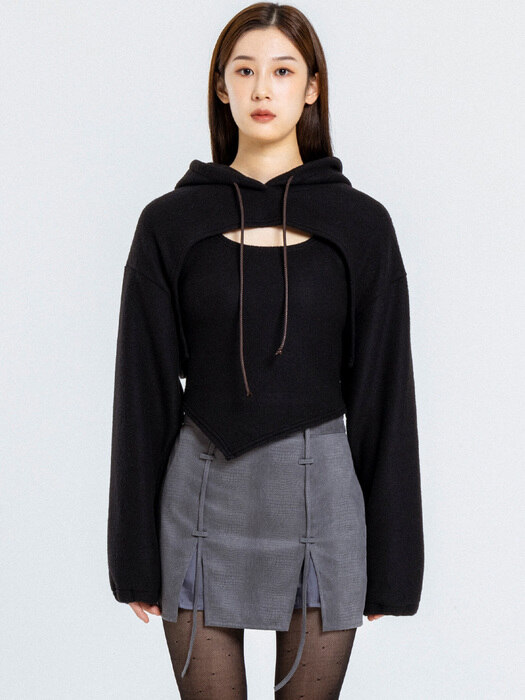 knit hood bolero black