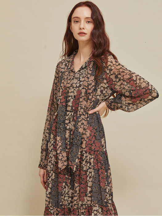 Pattern Long One-Piece Brown