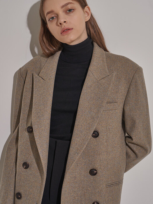 DOUBLE-BREASTED WOOL BLAZER OLIVE