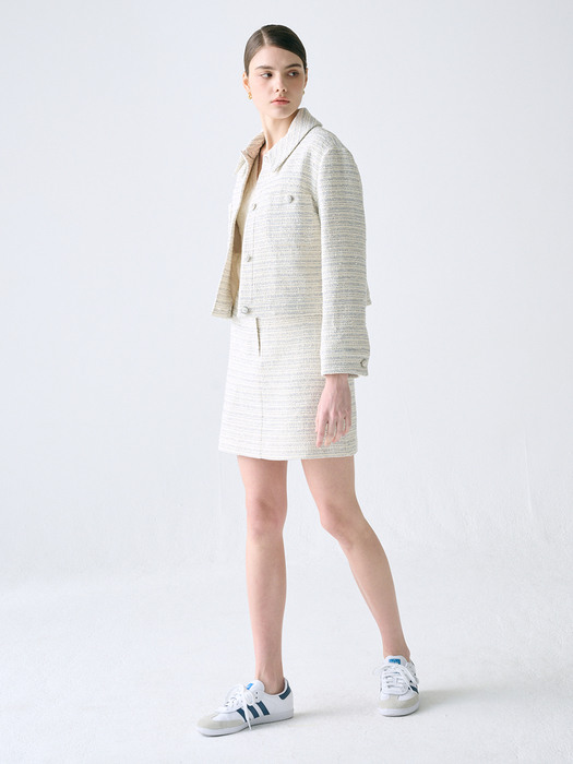 [Tweed] H-line Tweed Mini Skirt_IVORY