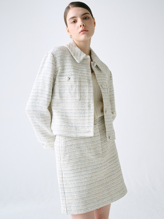 H-line Tweed Mini Skirt_IVORY