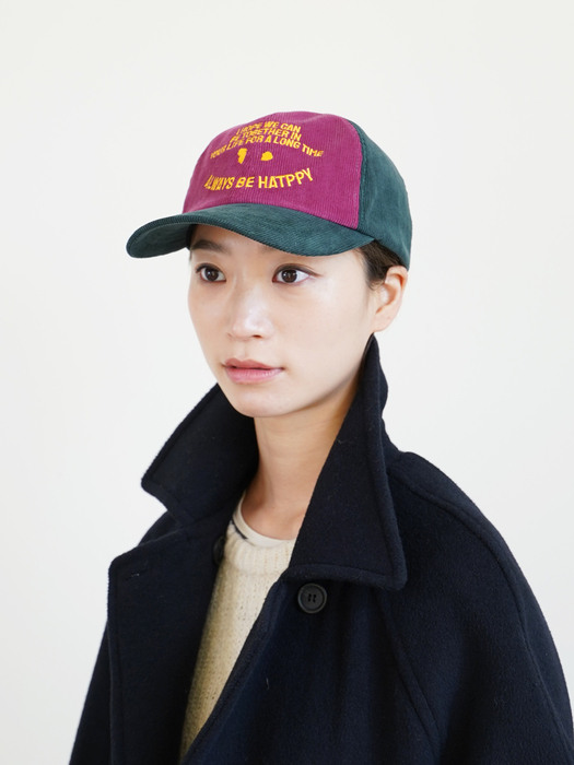 HATPPY  hope corduroy  cow leather ball cap