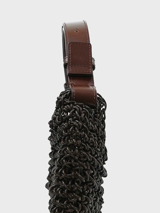 22SS WEAVING LEATHER BAG - BROWN