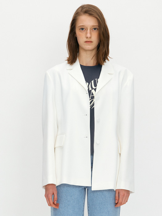 Three button single jacket - White
