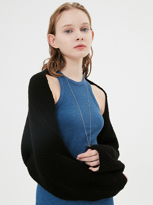 Eclipse Argyle Hole Knit Bolero / Black