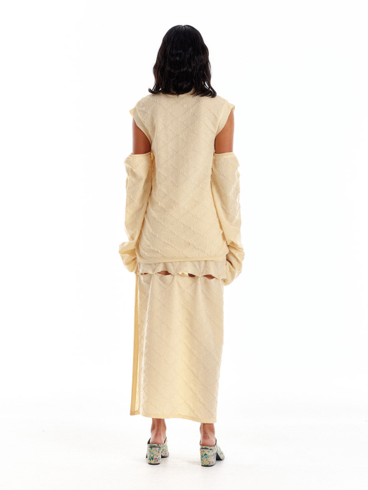 UIUI Logo Jacquard Oversized Knit Vest - Light Yellow