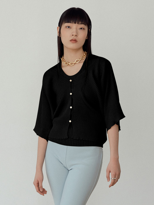 Annecy Knit Cropped Cardigan_Black