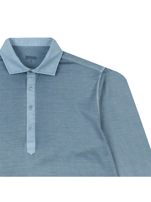 polo collar supima cotton t-shirt - w.blue