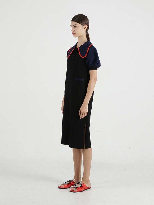 CORA Knit Dress - Black/Navy