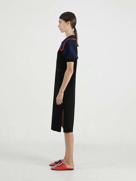 CORA Knit Dress - Black/Navy