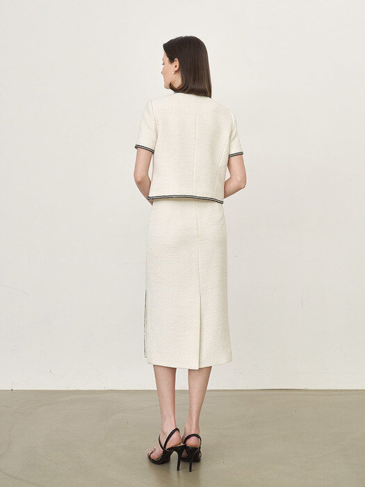 Ines Tweed Skirt_White