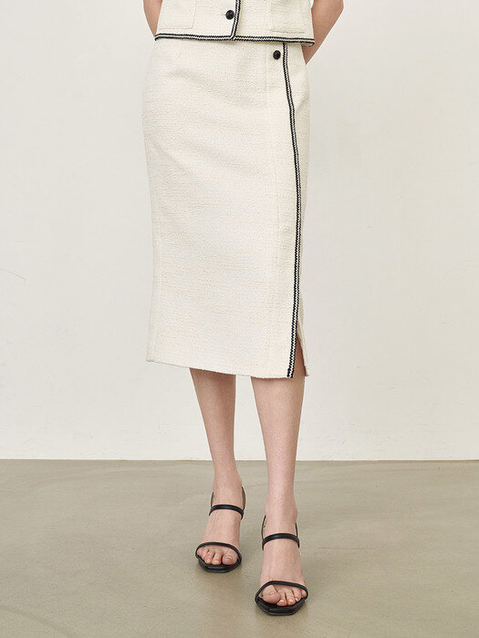 Ines Tweed Skirt_White