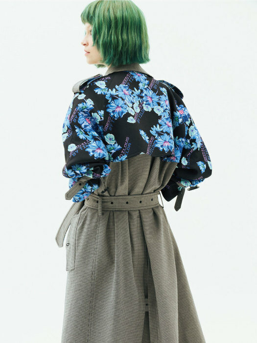 Floral Printed Trench Coat 
