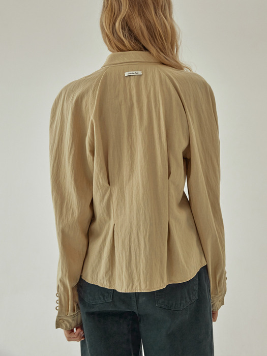 TIE RAGLAN BLOUSE_BEIGE