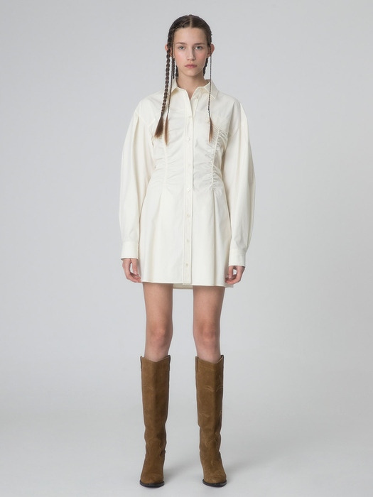 레이브]Shirring Shirts Onepiece in Ivory VW2AO470-03