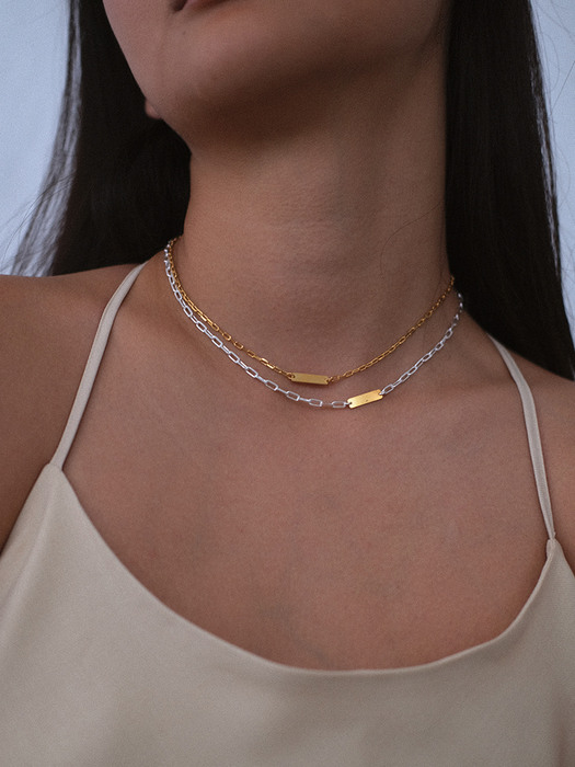 Basic Bar Necklace (silver925)(3color)