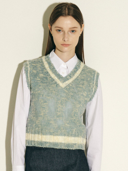 Wool Blend knit vest_skyblue