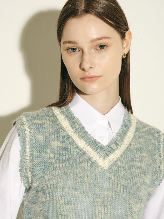 Wool Blend knit vest_skyblue