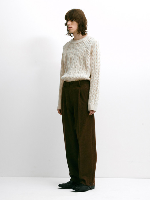 SIDE SLIT BUTTON UP WOOL PANTS