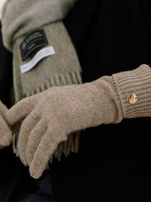 wool knit gloves (oatmeal)