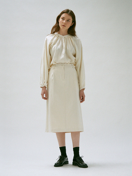 Aube Slash Cotton Skirt (Cream)