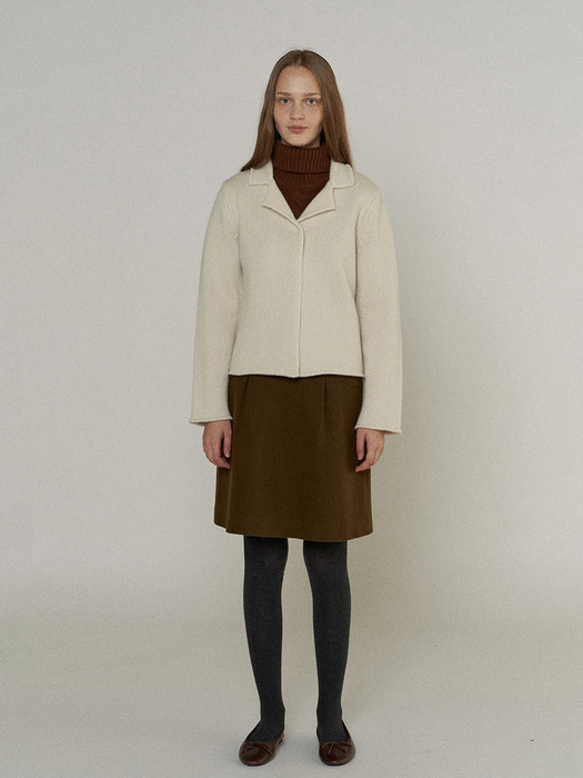 Naomi Wool Knit Jacket in Cream